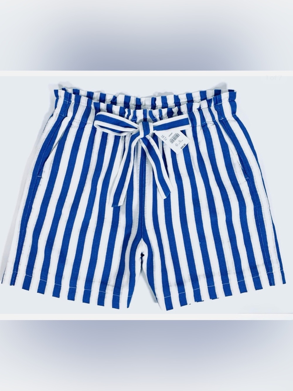 J. Crew Blue and White Striped Drawstring Shorts